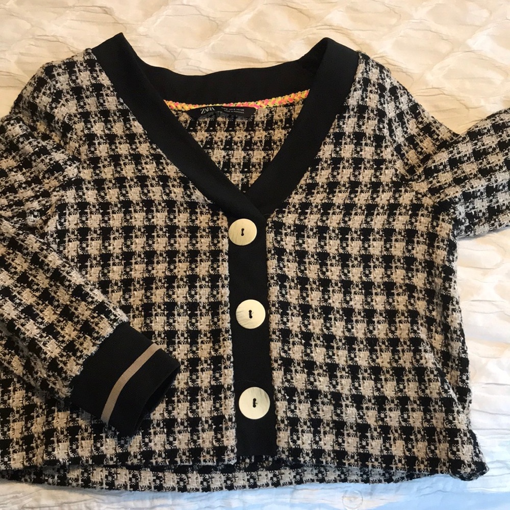 ZARA tweed crop sweater